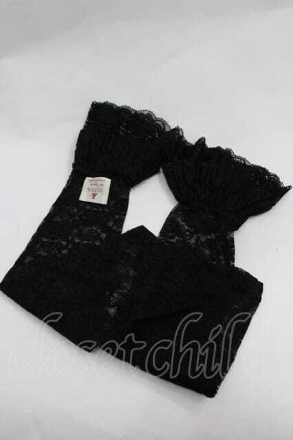 画像1: m petit by misako / フリルロングアームカバー  ブラック I-26-01-15-122-LO-ZA-SA-ZI (1)