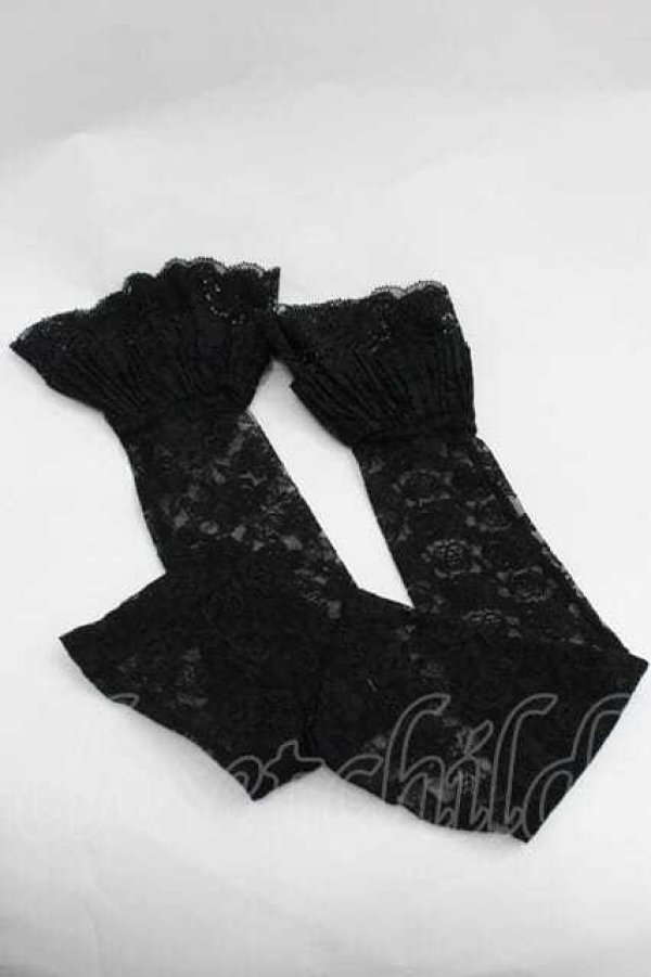 画像2: m petit by misako / フリルロングアームカバー  ブラック I-26-01-15-122-LO-ZA-SA-ZI (2)