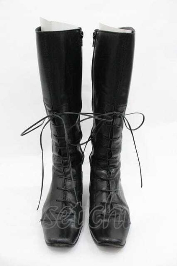 画像1: Jane Marple Dans Le Salon / 編み上げレザーブーツ L 黒 I-26-01-15-125-JM-SH-SA-ZI (1)