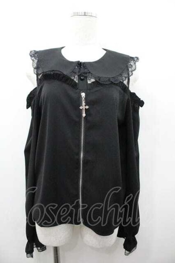 画像1: MA*RS / デコルテレースオフショルブラウス  黒 I-26-01-15-014-EL-BL-SA-ZI (1)