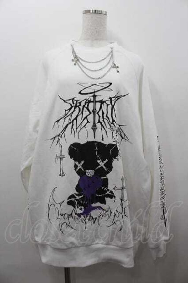 画像1: Amilige / Bear who lost loveプリントスウェット  白Ｘ黒Ｘ紫Ｘシルバー I-26-01-15-015-PU-TO-SA-ZI (1)