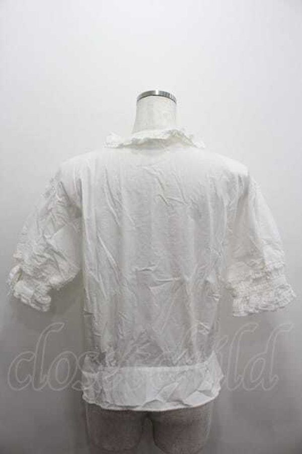 画像2: WONDERFUL WORLD / ピンタックフリル半袖ブラウス  白 I-26-01-15-020-LO-BL-SA-ZI (2)