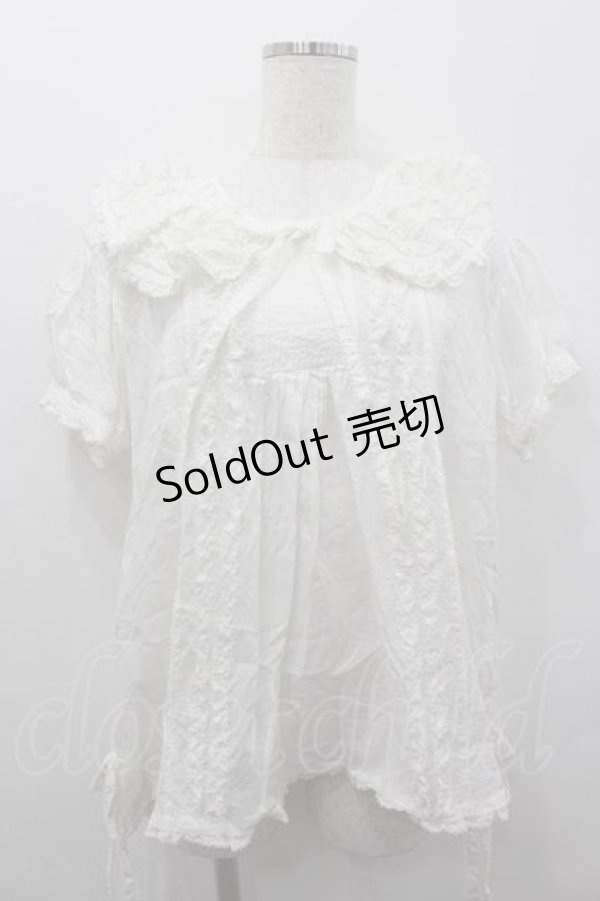 画像1: WONDERFUL WORLD / ピコフリル衿半袖ブラウス  白 I-26-01-15-021-LO-BL-SA-ZI (1)