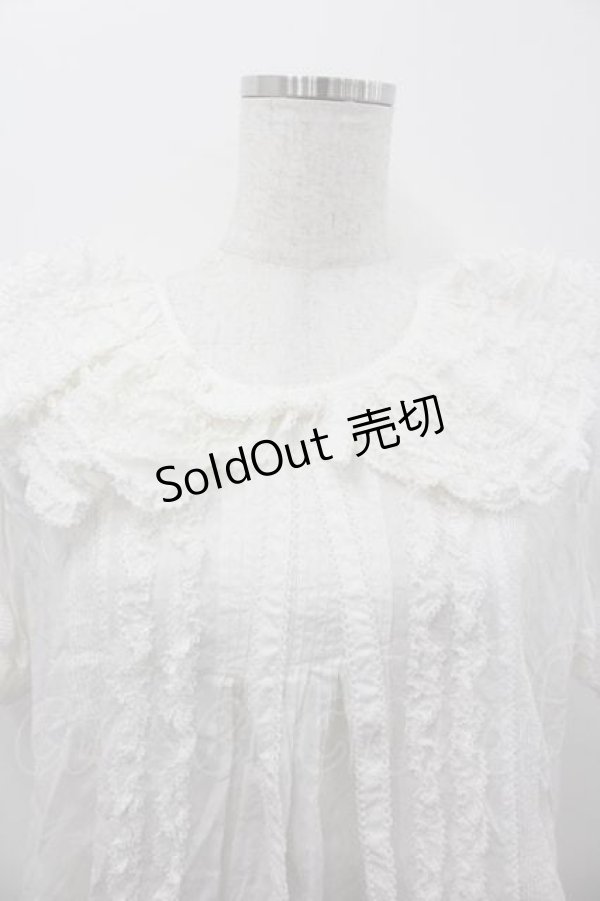 画像3: WONDERFUL WORLD / ピコフリル衿半袖ブラウス  白 I-26-01-15-021-LO-BL-SA-ZI (3)