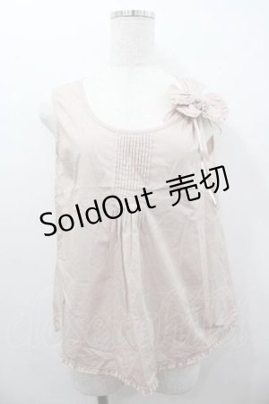 画像: WONDERFUL WORLD / フロントピンタックリボンノースリーブブラウス  ピンク I-26-01-15-022-LO-BL-SA-ZI