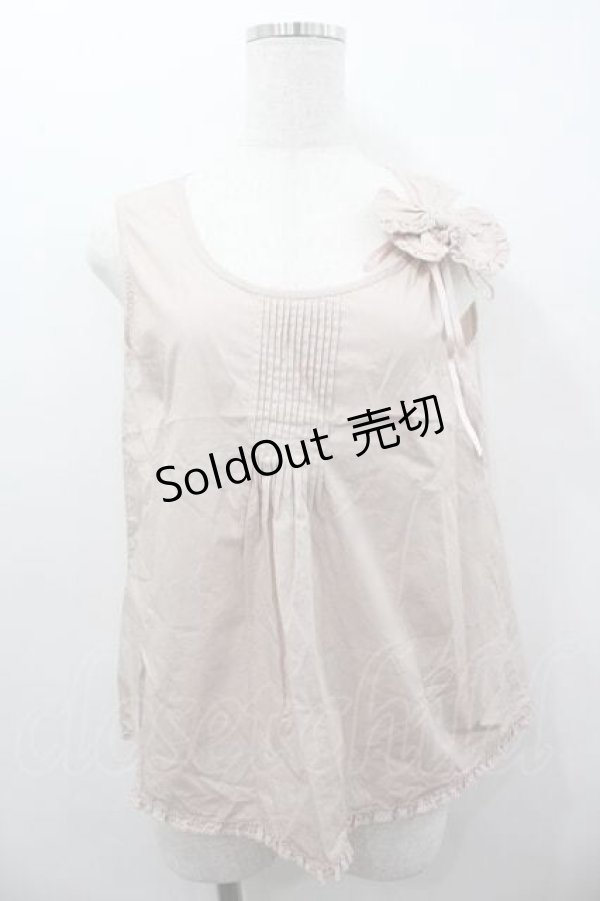 画像1: WONDERFUL WORLD / フロントピンタックリボンノースリーブブラウス  ピンク I-26-01-15-022-LO-BL-SA-ZI (1)