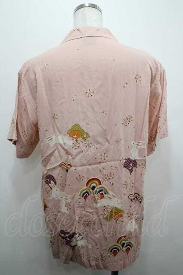 画像2: PINK HOUSE / 桜扇うさぎ柄開襟シャツ L ピンク I-26-01-15-025-LO-BL-SA-ZI (2)