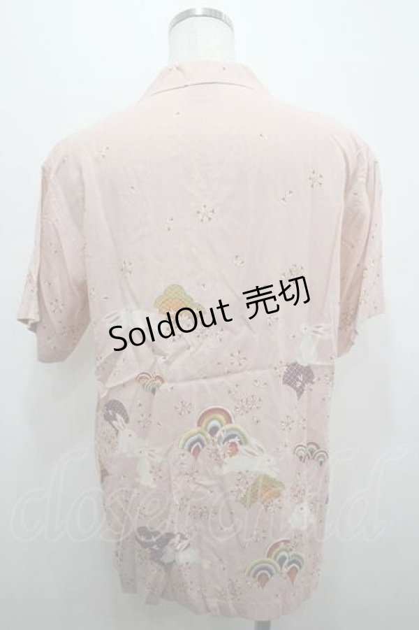 画像2: PINK HOUSE / 桜扇うさぎ柄開襟シャツ L ピンク I-26-01-15-025-LO-BL-SA-ZI (2)