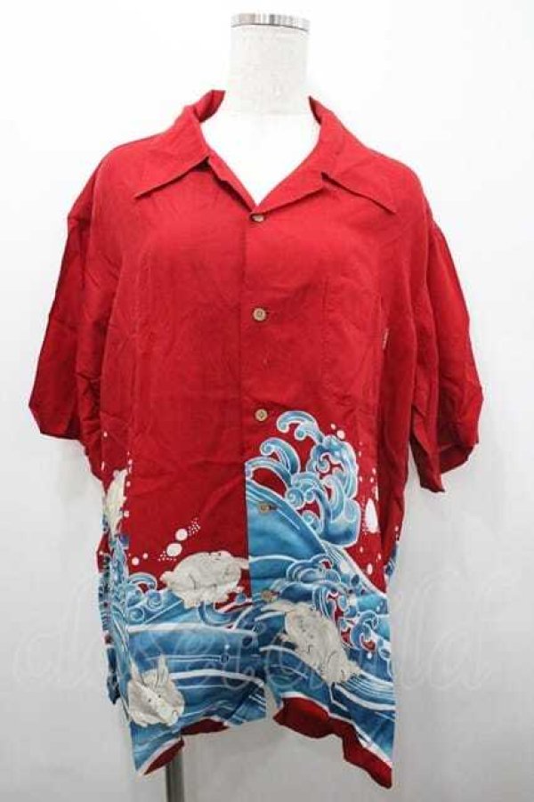 画像1: Karl Helmut / うさぎさん波半袖シャツ  赤Ｘ青 I-26-01-15-026-EL-BL-SA-ZI (1)