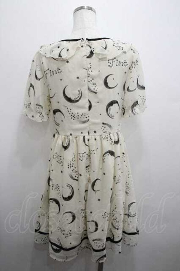 画像5: Fi.n.t / MOONプリントシフォン半袖ワンピース  アイボリーＸ黒 I-26-01-15-030-CA-OP-SA-ZI (5)