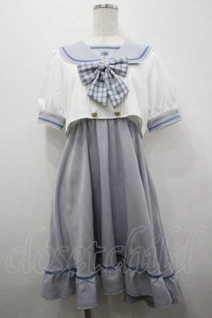 画像: Amavel / Dreamingセーラーワンピース F 白×サックス I-26-01-15-031-CA-OP-TE-ZI