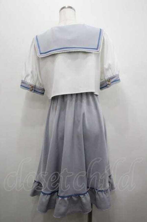 画像2: Amavel / Dreamingセーラーワンピース F 白×サックス I-26-01-15-031-CA-OP-TE-ZI (2)