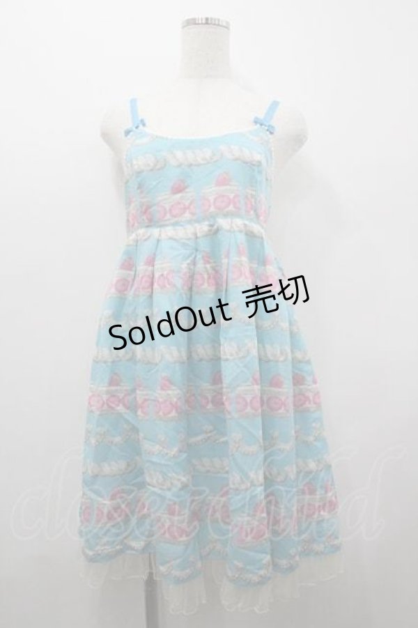 画像1: Emily Temple cute / ケーキ＆クリームノースリーブワンピース  サックス I-26-01-15-032-ET-OP-SA-ZI (1)