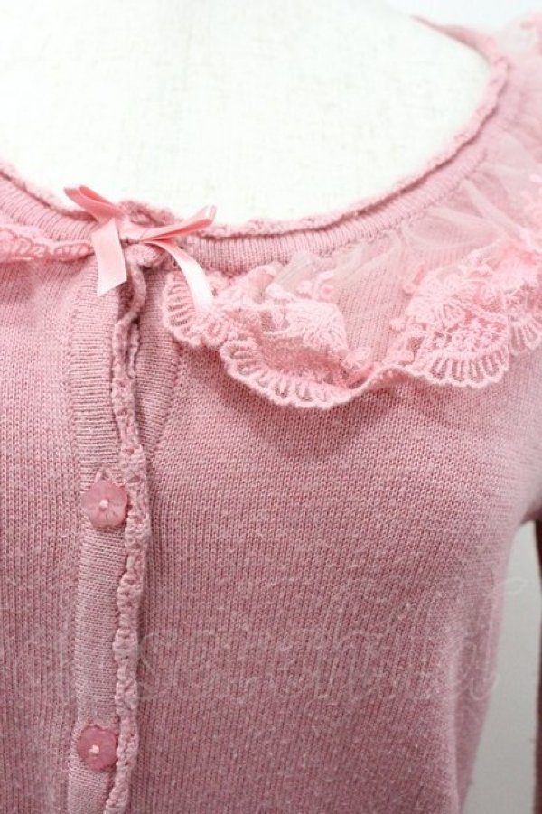 画像3: PINK HOUSE / レース使いフリルニットカーディガン  ピンク I-26-01-18-036-LO-TO-SA-ZI (3)
