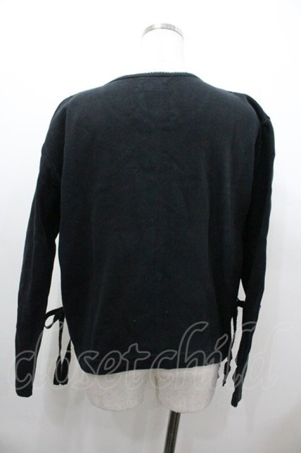 画像2: PINK HOUSE / ロゴプリントスナップボタンカーディガン  黒Ｘ白 I-26-01-18-037-LO-TO-SA-ZI (2)