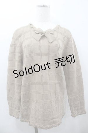 画像: INGEBORG / チェックリボンニットトップス  ブラウン　　 I-26-01-18-039-LO-TO-SA-ZI