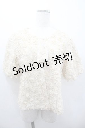 画像: PINK HOUSE / 総フラワーモチーフ半袖カーディガン L キナリ I-26-01-18-040-LO-JA-SA-ZI