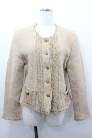 画像: WONDERFUL WORLD / チュールフリルノーカラージャケット  ベージュ I-26-01-18-046-LO-JA-SA-ZI