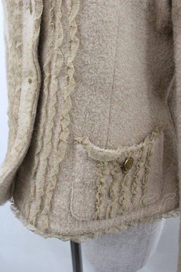 画像3: WONDERFUL WORLD / チュールフリルノーカラージャケット  ベージュ I-26-01-18-046-LO-JA-SA-ZI (3)