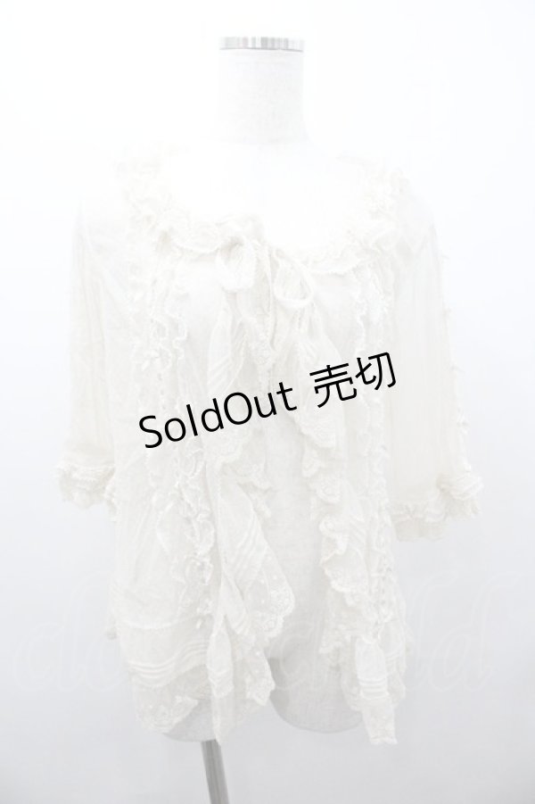 画像1: PINK HOUSE / チュールフリルハシゴレースオーバーブラウス  キナリ I-26-01-18-008-LO-BL-SA-ZI (1)