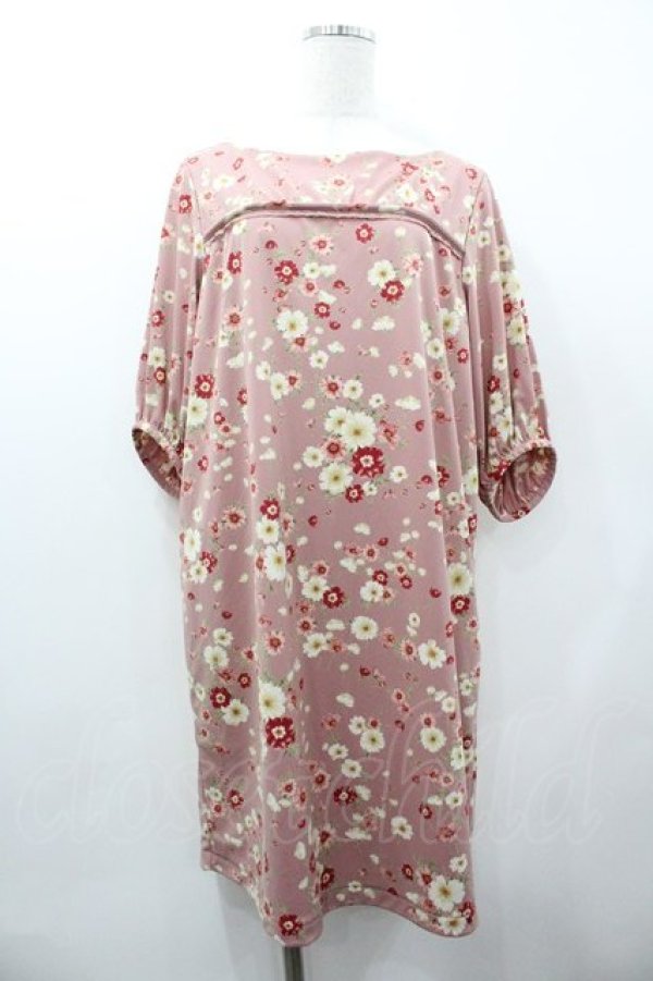 画像1: PINK HOUSE / 胸元切り替え花柄五分袖ワンピース  ピンク I-26-01-18-055-LO-OP-SA-ZI (1)