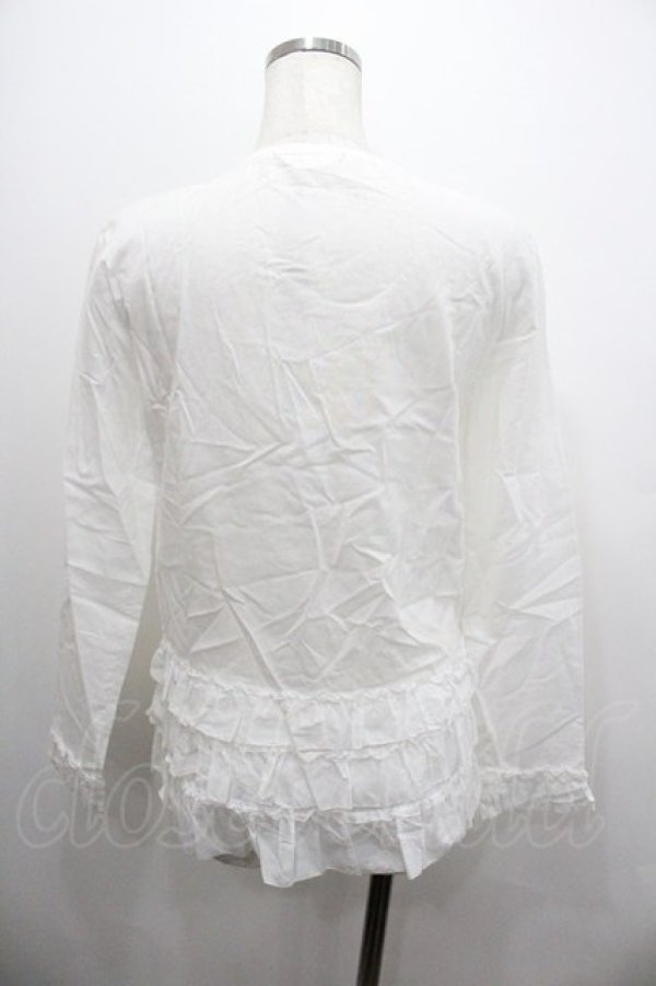 画像2: PINK HOUSE / 裾3段フリル長袖ブラウス  ホワイト I-26-01-18-009-LO-BL-SA-ZI (2)