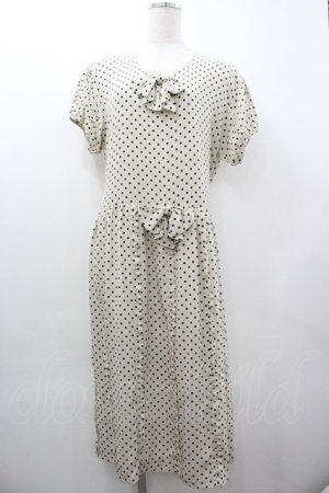 画像: PINK HOUSE / ドット&リボン半袖ワンピース  白Ｘ黒 I-26-01-18-065-LO-OP-SA-ZI