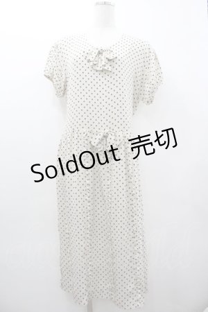 画像: PINK HOUSE / ドット&リボン半袖ワンピース  白Ｘ黒 I-26-01-18-065-LO-OP-SA-ZS
