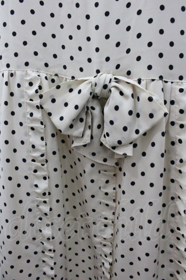 画像3: PINK HOUSE / ドット&リボン半袖ワンピース  白Ｘ黒 I-26-01-18-065-LO-OP-SA-ZI (3)