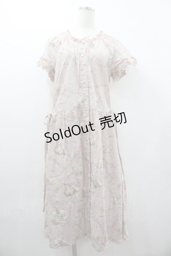 画像1: PINK HOUSE / ひつじプリントミディワンピース  ピンク I-26-01-18-067-LO-OP-SA-ZS (1)