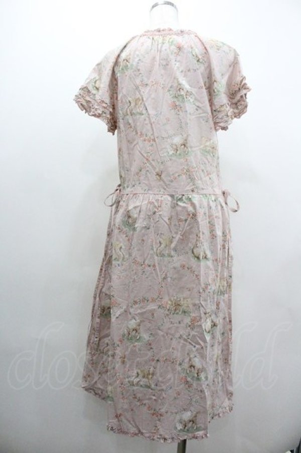 画像2: PINK HOUSE / ひつじプリントミディワンピース  ピンク I-26-01-18-067-LO-OP-SA-ZI (2)