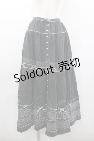 画像: PINK HOUSE / PH刺繍デニムスカート  ブラック I-26-01-18-069-LO-SK-SA-ZI