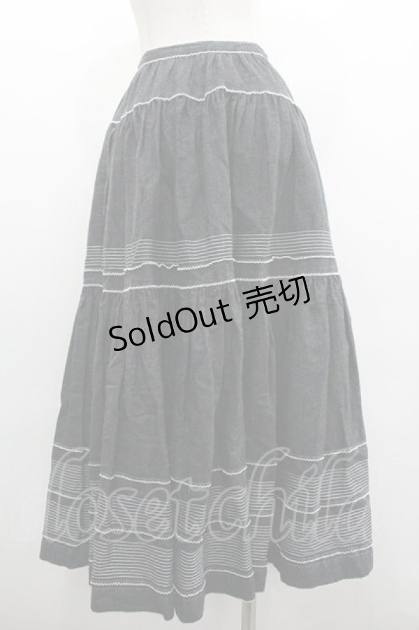 画像2: PINK HOUSE / PH刺繍デニムスカート  ブラック I-26-01-18-069-LO-SK-SA-ZI (2)