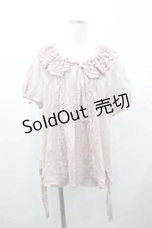 画像: WONDERFUL WORLD / ピコフリル襟半袖ブラウス  ピンク I-26-01-18-011-LO-BL-SA-ZI