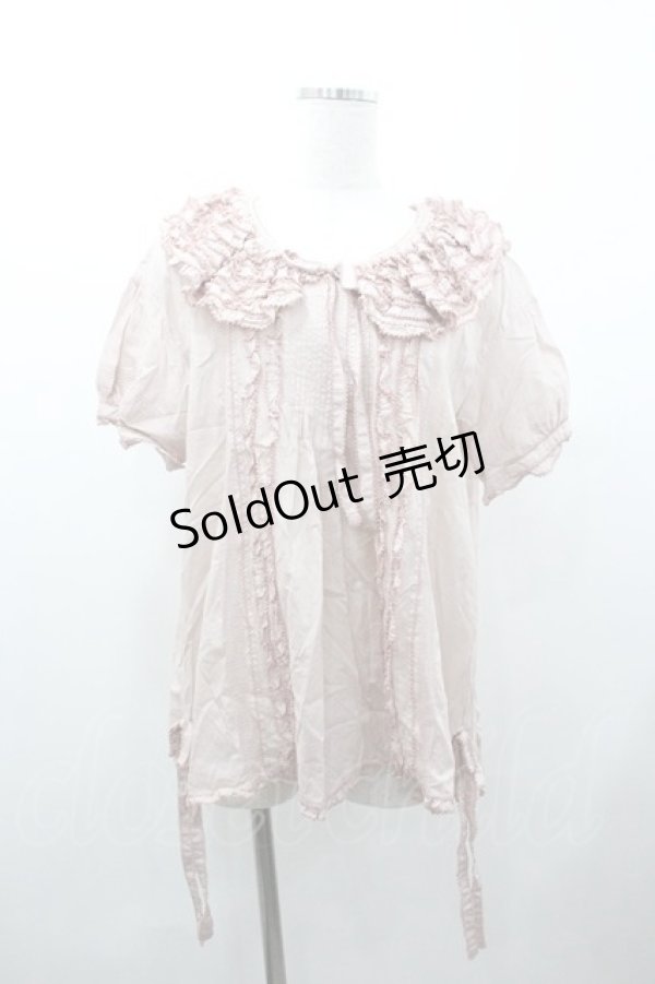 画像1: WONDERFUL WORLD / ピコフリル襟半袖ブラウス  ピンク I-26-01-18-011-LO-BL-SA-ZI (1)