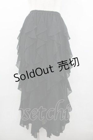 画像: PINK HOUSE / 斜めフリルスカート  ブラック I-26-01-18-072-LO-SK-SA-ZI