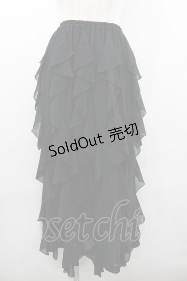 画像1: PINK HOUSE / 斜めフリルスカート  ブラック I-26-01-18-072-LO-SK-SA-ZI (1)