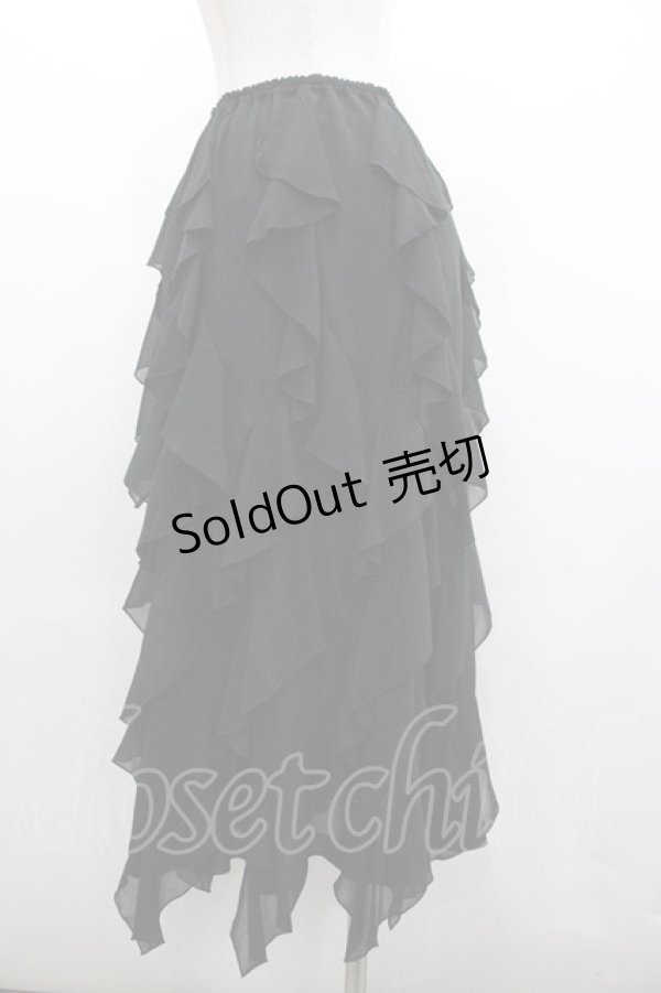 画像2: PINK HOUSE / 斜めフリルスカート  ブラック I-26-01-18-072-LO-SK-SA-ZI (2)