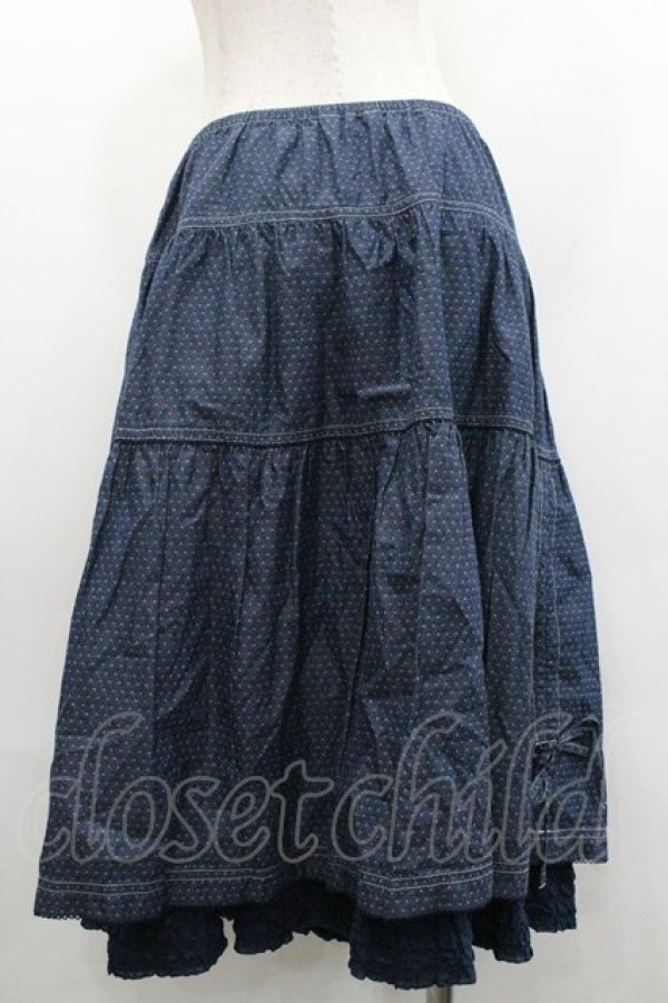 画像2: PINK HOUSE / 裾フリルプリント段スカート  ブルー I-26-01-18-073-LO-SK-SA-ZI (2)