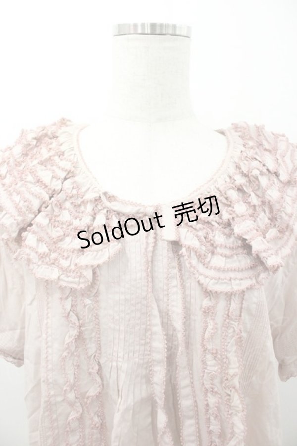 画像3: WONDERFUL WORLD / ピコフリル襟半袖ブラウス  ピンク I-26-01-18-011-LO-BL-SA-ZI (3)