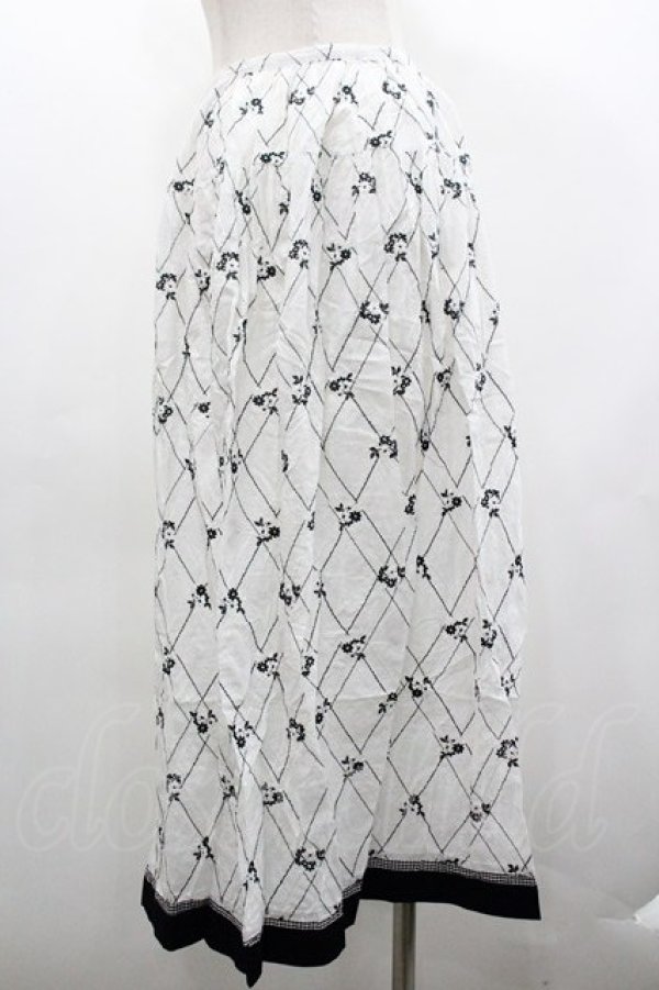 画像2: KETTY / スカート  格子フラワー刺繍 I-26-01-18-082-EL-SK-SA-ZI (2)