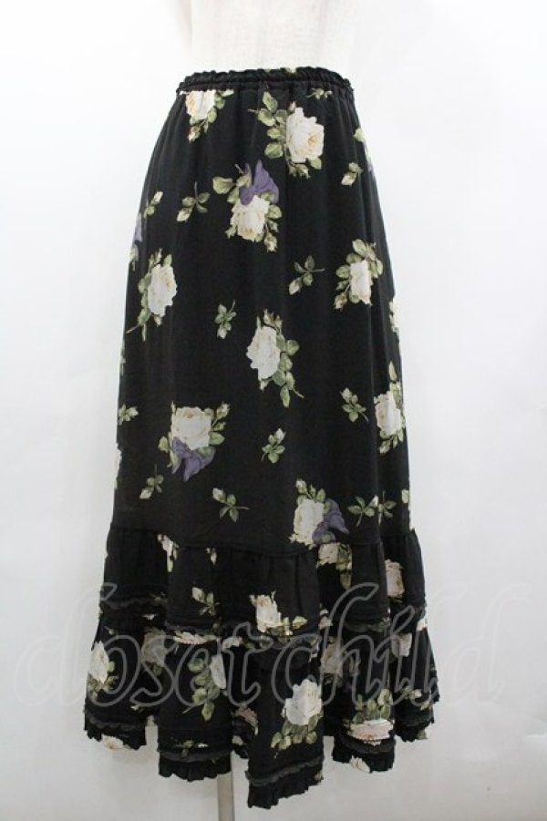 画像1: PINK HOUSE / バラptフリルスカート  ブラック I-26-01-18-085-LO-SK-SA-ZI (1)