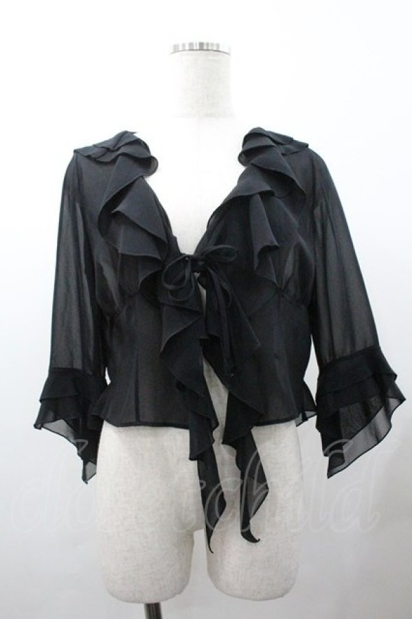 画像1: PINK HOUSE / シアーフリルボレロ  ブラック I-26-01-18-013-LO-TO-SA-ZI (1)