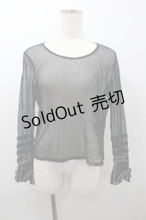 画像: PINK HOUSE / チュール袖フリルトップス  ブラック I-26-01-18-002-LO-TO-SA-ZI