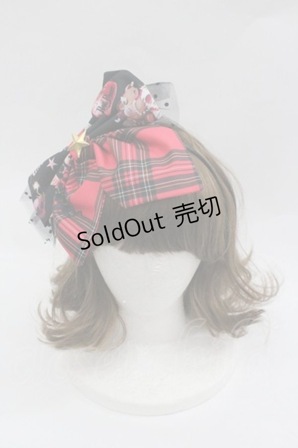 画像1: Royal Princess Alice / Skull Psycho Strawberryカチューシャ  黒ｘ赤 I-26-01-18-113-LO-AC-SA-ZI (1)