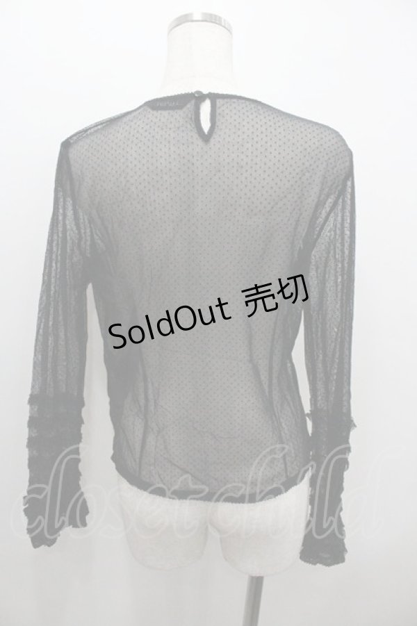 画像2: PINK HOUSE / チュール袖フリルトップス  ブラック I-26-01-18-002-LO-TO-SA-ZI (2)