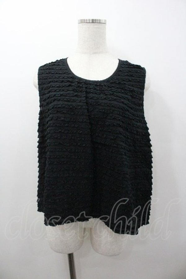 画像1: WONDERFUL WORLD / ピコフリルノースリーブブラウス  ブラック I-26-01-18-003-LO-BL-SA-ZI (1)