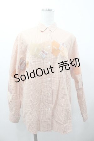 画像: PINK HOUSE / ワッペンギンガムチェック長袖ブラウス  オレンジチェック I-26-01-18-021-LO-BL-SA-ZI