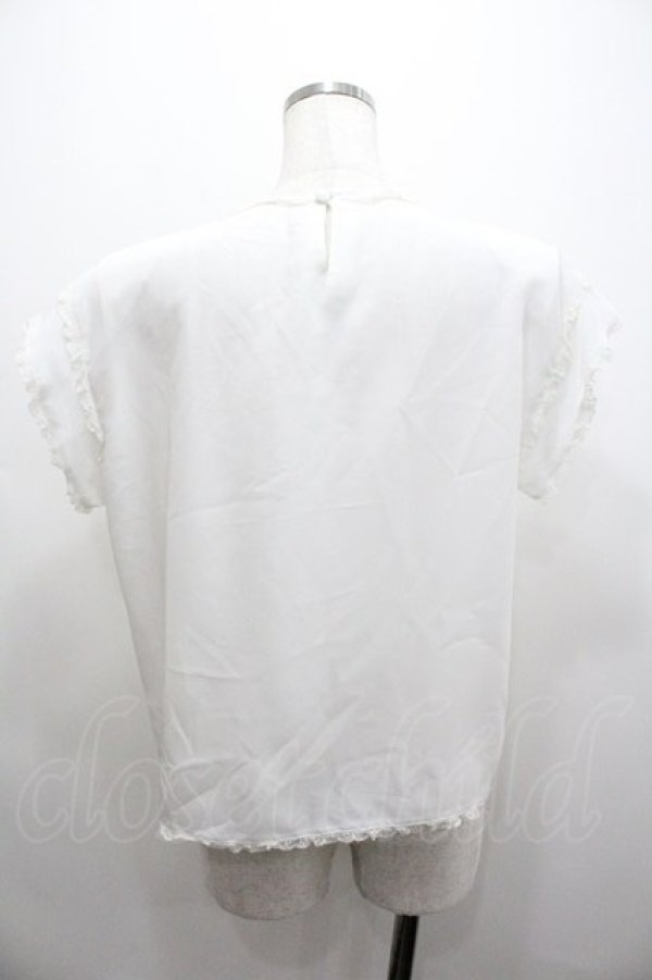 画像2: PINK HOUSE / フロントリボン半袖シフォンブラウス  白 I-26-01-18-022-LO-BL-SA-ZI (2)