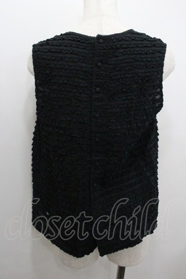 画像2: WONDERFUL WORLD / ピコフリルノースリーブブラウス  ブラック I-26-01-18-003-LO-BL-SA-ZI (2)